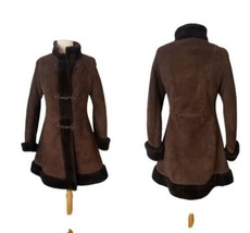 Vintage 1960-70s Boho shearling frog closure princes tailored COAT jacket XS - £156.74 GBP