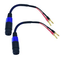 Male 4Mm Banana Plug To Female Speakon Speaker Adapter Cable, 12Awg, 2 Pairs. - £28.73 GBP
