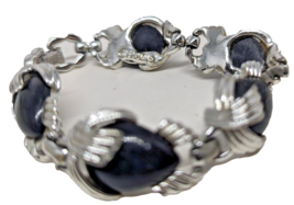 Vintage Emmons signed Black lucite/plastic and Silver Tone  Bracelet  6.5 - $21.04