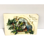 Raphael Tuck Embossed Christmas Postcard Holly Undivided 1906 Church Ant... - £14.90 GBP
