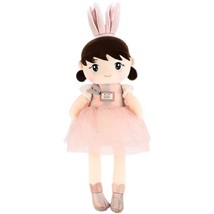 Meng&#39;s Grocery Dolls Baby Dolls Soft Rag Doll Baby Girl Plush Bunny Dolls Pink - £15.92 GBP
