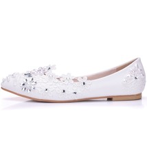 Crystal Queen Women Flats Shoes Handmade Wedding Shoes  Rhinestone Beaded Anklet - £40.02 GBP