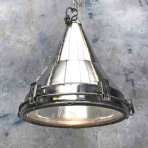 Nautical Stainless Steel Industrial Conical Ceiling Pendant Light - £376.43 GBP