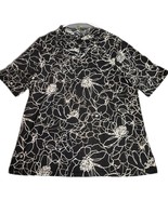 Trisha Tyler Womens Stretch Black Floral Top Shirt Multicolor Smocked Ne... - $21.73