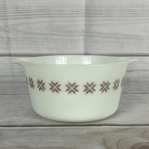 Vintage Pyrex White Town &amp; Country Star Brown Snowflake 1 qt Casserole D... - $18.99