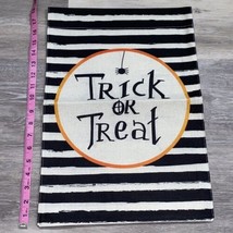 Trick Or Treat Garden Flag 12”x18”Double Sided Canvas Red Orange Spider ... - £5.39 GBP