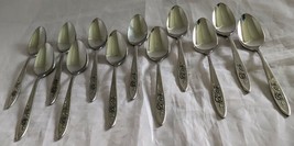 12 Oneida Community MY ROSE Pattern Floral Stainless Cereal Soup Tea Spoons 6&quot; - £27.25 GBP