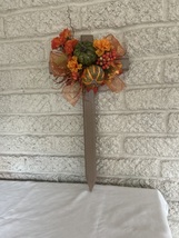 Rustic Fall Cemetery Cross – Handmade Grave Decoration with Autumn Flowers  - $25.00