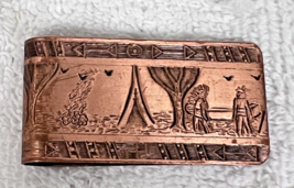 Solid Copper Money Clip Teepee Canoe Arrows Indians Embossed Pattern 2" ... - $18.32