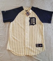 Vintage Majestic Cooperstown Collection Detroit  Jersey Blue &amp; Beige XL ... - $74.79