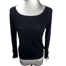 French Connection Gathered Sleeve Lightweight Black Knit To 3/4 Sleeve Tunic - $12.50