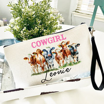 Personalized Cowgirl Makeup Bag, Cow Farm Gifts For Women, Accessory Zip... - £12.59 GBP
