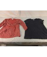 Adult Women's Motherhood Maternity Clothing Red Top &amp; Blue Under Shirt 3... - $20.59