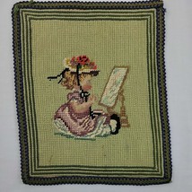 Sunbonnet Girl Needlepoint Finished Gold Baby Nursery Cherub Petit Point EVC - £14.34 GBP