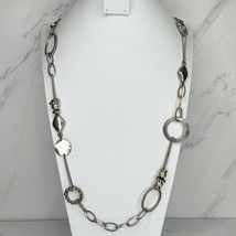 Chico&#39;s Silver and Gold Tone Long Boho Chain Link Necklace - £13.22 GBP