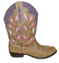 Girl’s Rodeo Ropers Brown Pink Lil Giddy-Boots - Size 3M Shoes Loretta - $19.95
