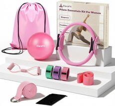 Pilates Essentials Home Workout 10 Piece Kit 13" Magic Circle Ball Bands... - $46.95
