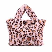 Fashion Plush Female Bag Chain Large Leopard Winter Handbag Warm Fur Bag Messeng - £18.54 GBP