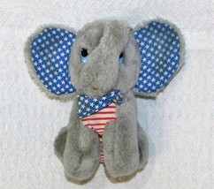 1983 Dakin American Elephant Vintage Stars Stripes Grey Plush Stuffed Animal 6&quot; - £12.58 GBP