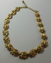Signed Trifari Brushed Gold-tone Leaf Hinged necklace - £66.17 GBP