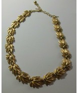 Signed Trifari Brushed Gold-tone Leaf Hinged necklace - $116.75 CAD