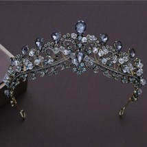 KMVEXO Baroque Black Wedding Tiara Headband Rhinestones Bridal Hair Accessories  - £14.17 GBP