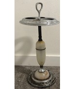 Art Deco Chrome Floor Ashtray Cigar Room Lounge Smoking Stand Onyx 1930-... - $156.80