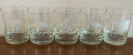 Vintage Georg Jensen Animal Rocks Glasses - Set Of 5 Etched Wildlife Gla... - $29.20