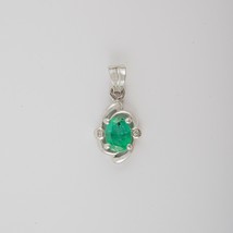 Vintage Emerald Diamond Silver Pendant, 925 Streling Silver Pendant, May Birthst - £290.16 GBP