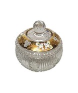 Bohemian Crystal Lidded Bowl  Trimmed In Gold Handpainted Flowers Czech ... - £86.03 GBP