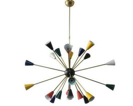 Decorative 24 Light Mid Century Brass Sputnik chandelier light Fixture - £454.87 GBP