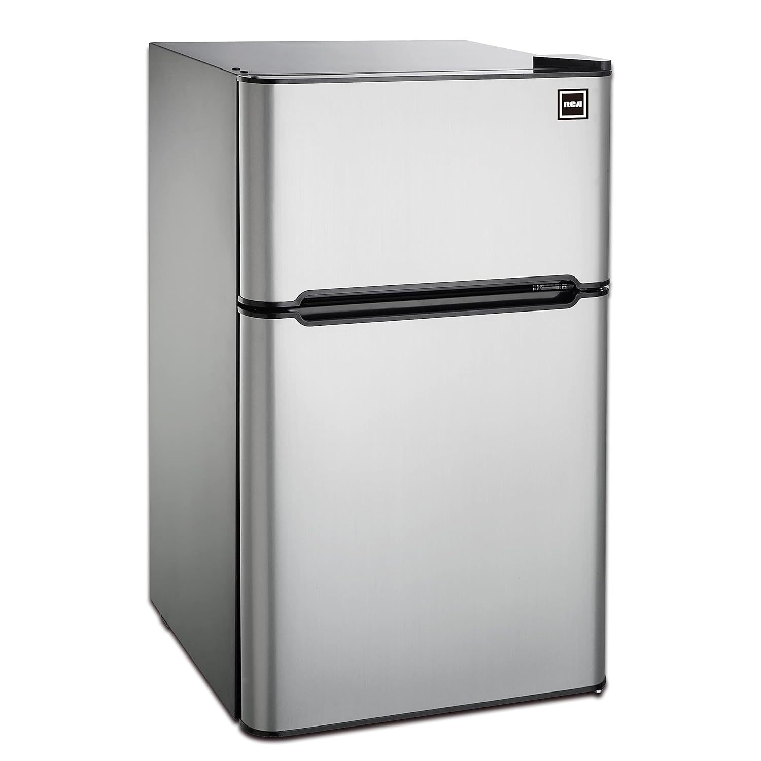 RCA RFR834_AMZ 3.2 Cu Ft Double Door Top Freezer Refrigerator, Stainless