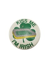 Vintage Button Pin Badge Kiss Me I&#39;m Irish Large Pinback Green - $6.88