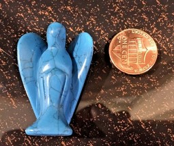 Blue turquoise Angel Natural Stone Pocket Worry Protection Healing Chakra - $16.70