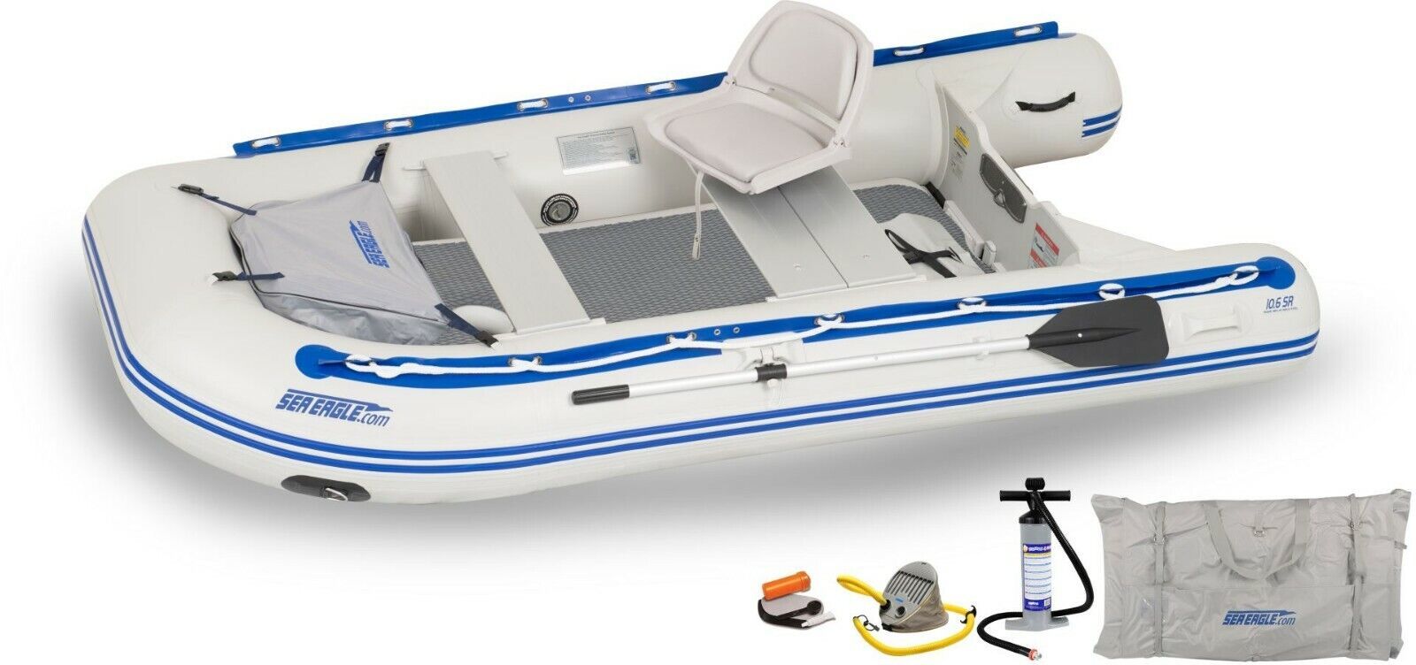 Primary image for Sea Eagle 10.6sr Swivel Seat Drop Stitch Floor Runabout Pkg+Auto Dual Action Pmp