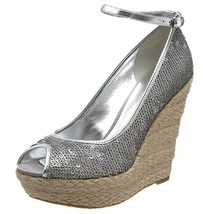 Guess New Womens Idabel Silver Sequins Espadrille Sandals 9.5 M Shoes - £78.34 GBP