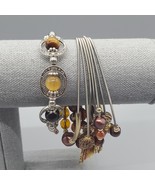 Fall Colors Beaded Bracelets Lot Stretch Magnetic Clasp Flower Cameo Charms - $464.71 MXN