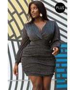 Women&#39;s Glitter Mesh Shirring Side Plus Mini Dress - $49.00