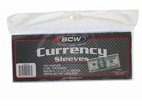 BCW Currency Sleeves - Regular Bill, 100 pack by BCW