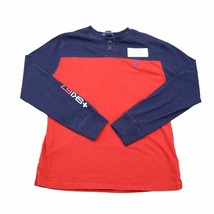 Polo Ralph Lauren Shirt Mens L Red Blue Long Sleeve Henley Neckline Top - £20.34 GBP