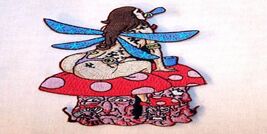 FAIRY MUSHROOM EMBROIDERED PATCH sew or iron P349 BIKER fantasy fairies ... - $4.09