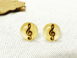 Treble Clef Stud Earrings - Music Jewelry Wooden Earrings - Musical Teacher Gift - £25.98 GBP