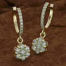 2.12Ct Simulated Diamond Drop/Dangle Earrings 14K Yellow Gold Plated Silver - £68.83 GBP