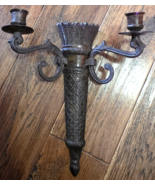 Antique Wall Sconce Candle Holder Candelabra 2 Flames Heavy - $89.09