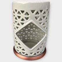 NEW Yankee Candle Belmont Ceramic Tea Light Burner in White/Copper - $19.00