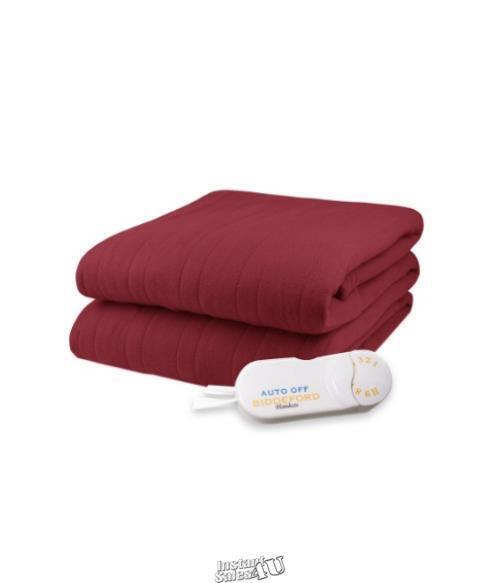 Biddeford Comfort Knit Fleece Electric Heated Warming Throw Blanket Brick Red Item image 2
