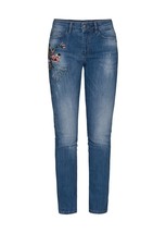 Dolcezza: Comfort Created Pink Butterfly Painted High Waisted Jeans - £100.03 GBP