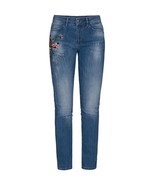 Dolcezza: Comfort Created Pink Butterfly Painted High Waisted Jeans - £100.64 GBP