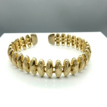 Brutalist Look Cuff Bracelet, Brushed Gold Tone Skinny Connected Ovals, ... - $28.06