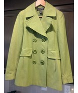 New York And Company Women&#39;s Green Wool Blend Pea Coat Size 4 - £22.05 GBP